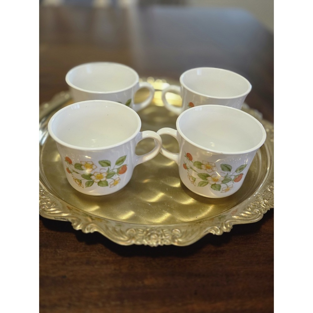 Vintage Corelle Strawberry Sundae Pattern Coffee Mugs